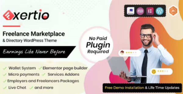 Exertio Theme GPL – Freelance Marketplace Premium WordPress Theme