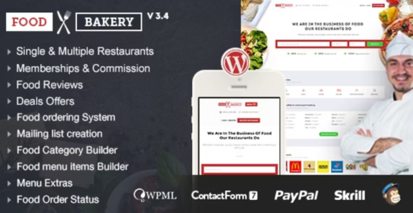 FoodBakery Theme GPL – Food Delivery Restaurant Directory WordPress Theme