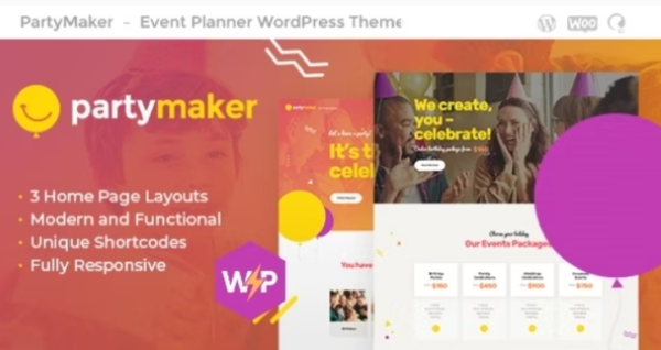 PartyMaker Theme GPL – Event Planner & Wedding Agency WordPress Theme