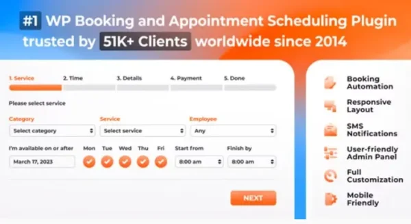 Bookly PRO – Appointment Booking and Scheduling Software System