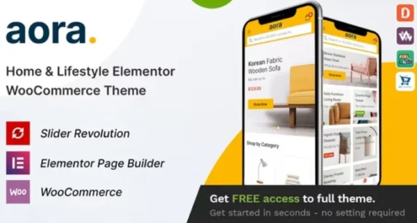 Aora Theme GPL – Home Lifestyle Elementor WooCommerce Websites